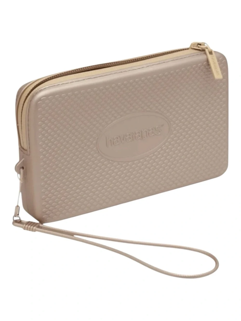 new Havaianas 𖣴 Water Resistant Wristlet Mini Bag 𖣴 Rose Gold 𖣴 Clutch Makeup 𖣴